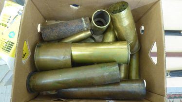 Miscellaneous early/mid 20thC brass artillery cases (Please Note: this lot is subject to the