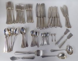 A part canteen of German Gebr Torley, Solingen cutlery and flatware, in silver coloured metal (