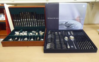 Cutlery and flatware: to include a WMF chromium plated eight place canteen  boxed