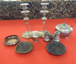 Mixed metalware: to include a pair of silver cased opera glasses  Birmingham marks