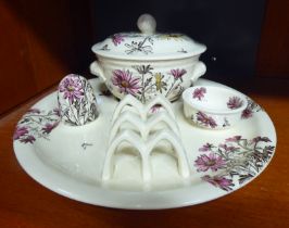 Circa 1890/1900 in the manner of George Jones, a china breakfast set  comprising a circular tray,
