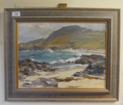 Sheila Mcleod Robertson - 'Big Seal, Barra, Hebrides'  oil on board  bears a signature & label verso