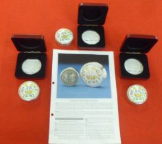 Three St James House Company silver trinket boxes  Limited Edition 580, 581 & 582/1500  cased with