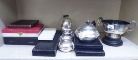 Metalware: to include a civic four piece silver plated tea set