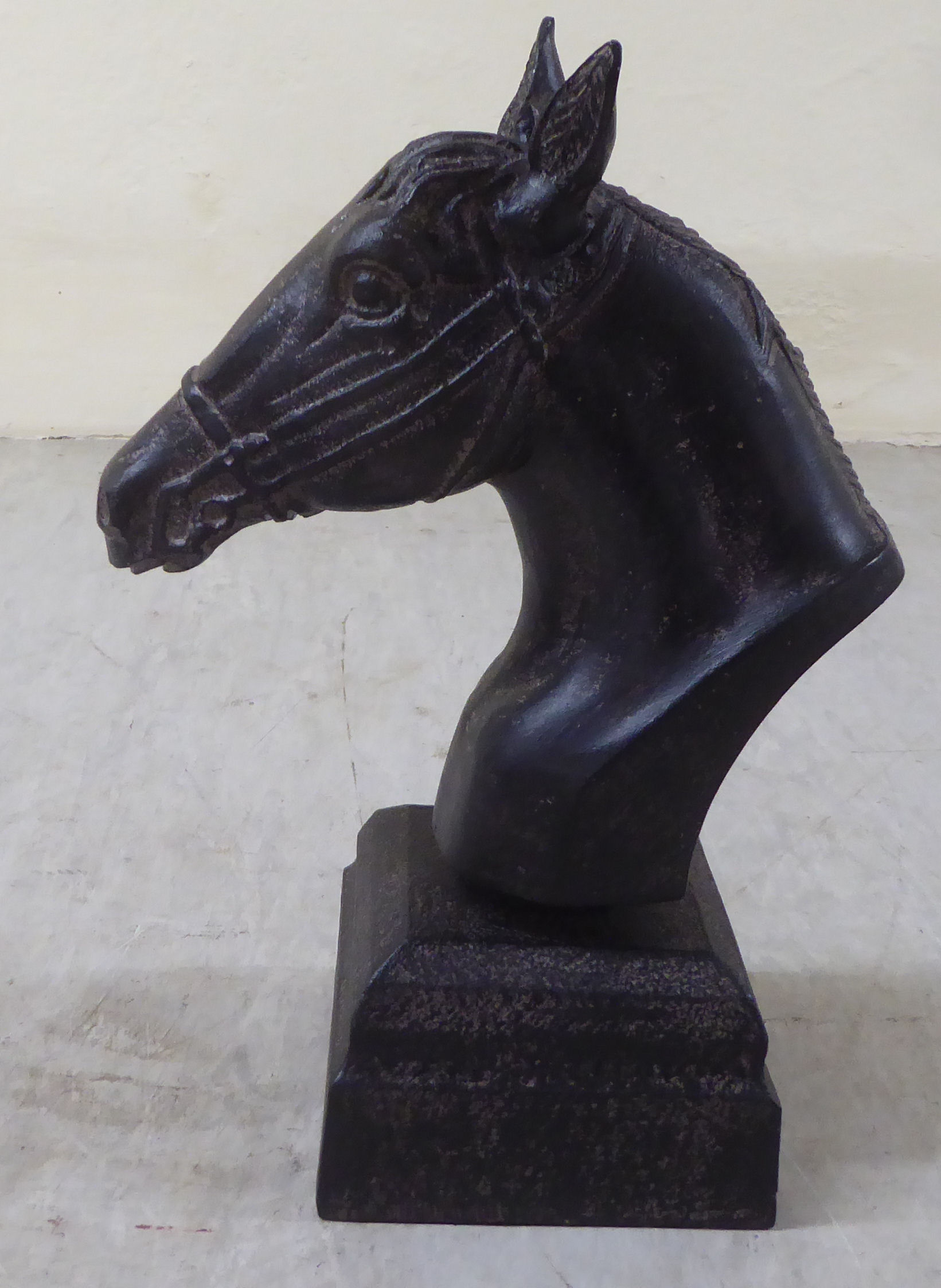 A bronze effect horse's head, on a plinth  11"h - Image 2 of 2