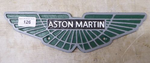 A cast iron sign 'Aston Martin'  12"w
