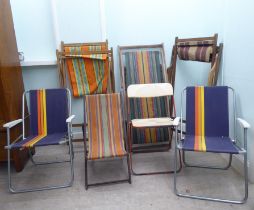 Six vintage deck and other chairs