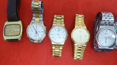 Ten Seiko variously cased and strapped wristwatches