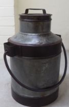 A galvanised metal milk churn  16"h