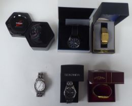 Six variously strapped and cased wristwatches: to include Seiko, Casio, Rotary and Sekonda  boxed