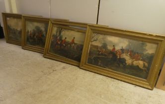 After JF Herring Senior - a series of four late Victorian hunting prints  16" x 27"  framed