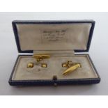 A pair of 18ct gold ball and chain design cufflinks  boxed