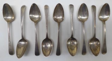 Nine silver Old English pattern table spoons  mixed marks