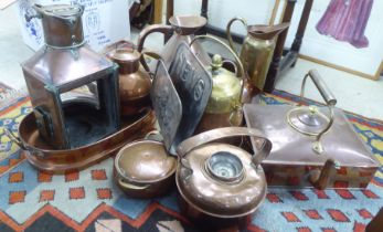Mainly 19thC metalware: to include a square copper kettle