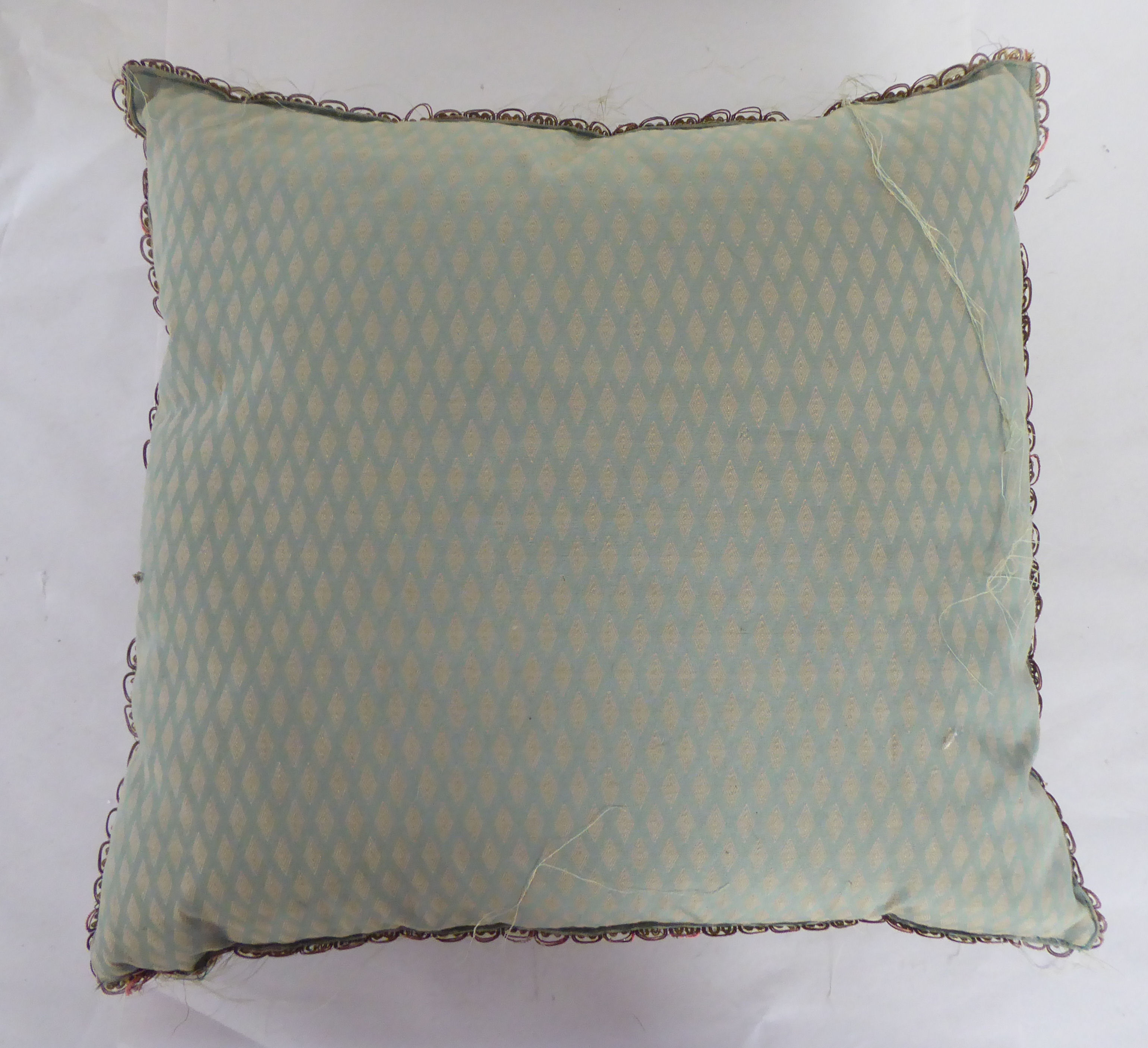 A 20thC foliate patterned embroidered scatter cushion with coloured threads - Image 4 of 4