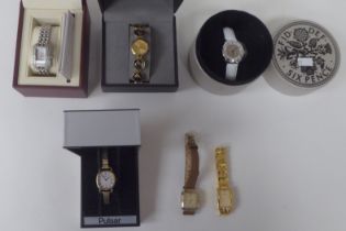 Six ladies variously strapped and cased wristwatches: to include Sixpence, Radley and Ingersoll