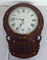 A 19thC mahogany cased, drop dial timepiece; faced by a Roman dial  22"h