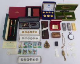 Pens and pocket lighters: to include lighters by Dunhill and Pierre Faber; and Guinness themed