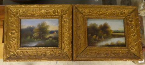 A pair of early 20thC Art Nouveau gilded gesso picture frames, each decorated with flora and