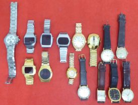 Fifteen variously cased and strapped wristwatches