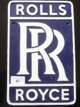 A painted cast iron sign 'Rolls Royce'  7"w