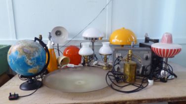 Novelty vintage design table lamps  various forms and designs, some glass shades only