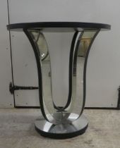 A modern mirrored lamp table  21"h  19"dia