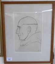 Possibly after Eric Gill - a clergymen  print  bears text verso  6" x 10"  framed