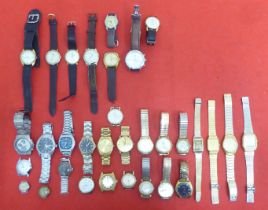 Variously cased and strapped wristwatches