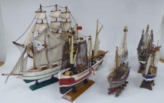 Scratch built model boats, fishing and other  largest 11"h