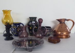 A mixed lot: to include two dissimilar late 19thC Oriental cloisonné vases  9" and 11"h