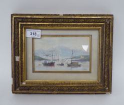 AJM - 'Port Appin, Scotland'  watercolour  bears a monogram  4" x 6"  framed