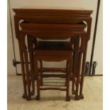 A modern quartetto of Chinese mahogany occasional tables  largest 28"h  20"w