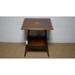 An Edwardian mahogany and satinwood banded two-tier occasional table.