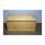 A vintage stripped pine blanket box.