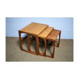 G-plan: a mid Century nest of teak ‘quadrille’ pattern occasional tables.