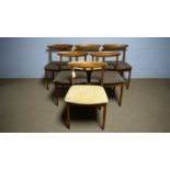 Six mid-century teak dining chairs, probably Greaves & Thomas.