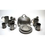 A selection of pewter wares.