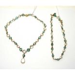 An early 20th Century rock crystal and blue chrysoberyl necklace and bracelet,