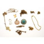 A selection of gold jewellery,