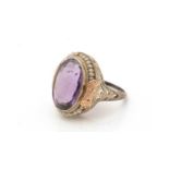 An amethyst and seed pearl dress ring,
