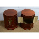 A pair of Korean brass-mounted hat boxes.