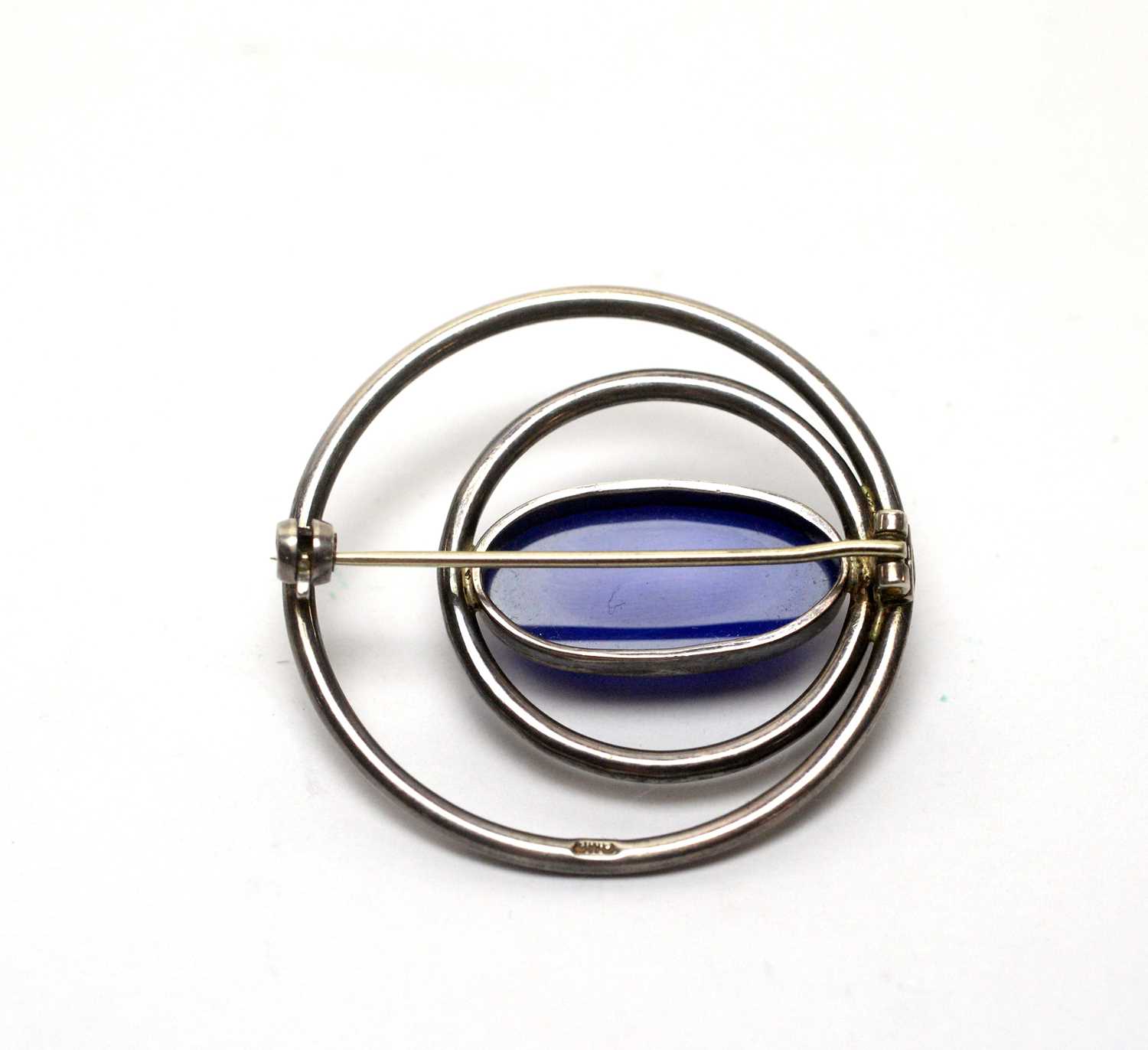 A silver and blue stone cabochon brooch, by Ola Gorie. - Image 2 of 2