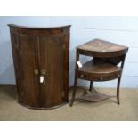 Georgian bowfront corner cabinet; and a Georgian bowfront corner washstand.