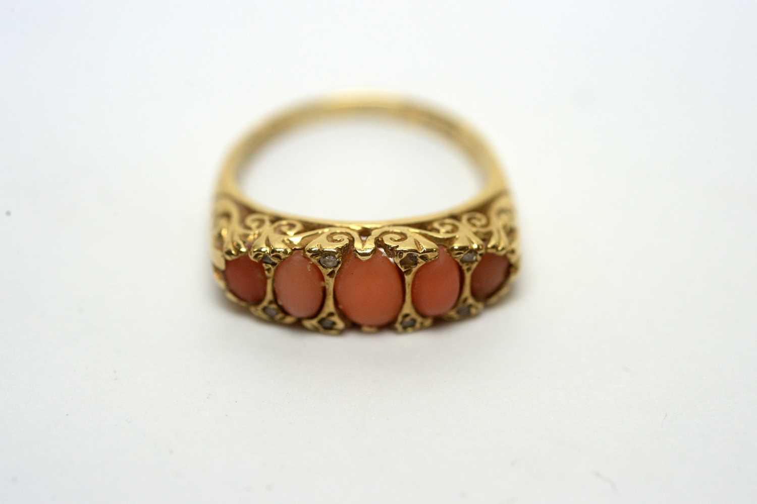 A diamond ring, and a coral ring, - Image 2 of 5
