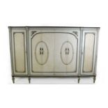 A late French cream-painted crackleure effect armoire/wardrobe.