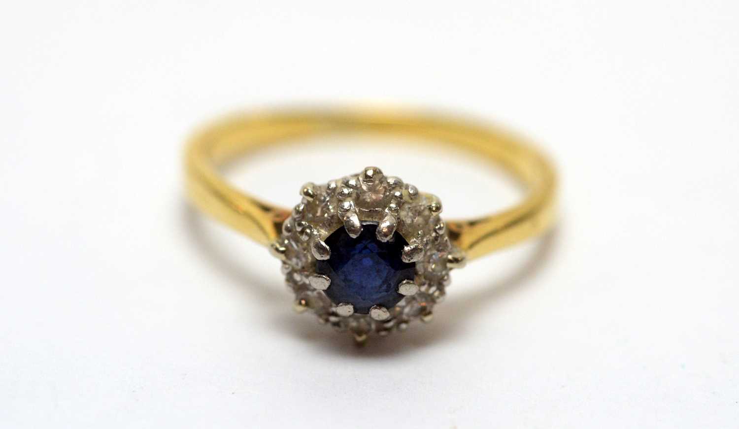 A sapphire and diamond cluster ring and another ring - Image 2 of 4