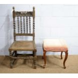 A late 17th Century dining chair; and a Victorian-style footstool.