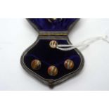 A set of Victorian Scottish hardstone and yellow gold shirt studs,