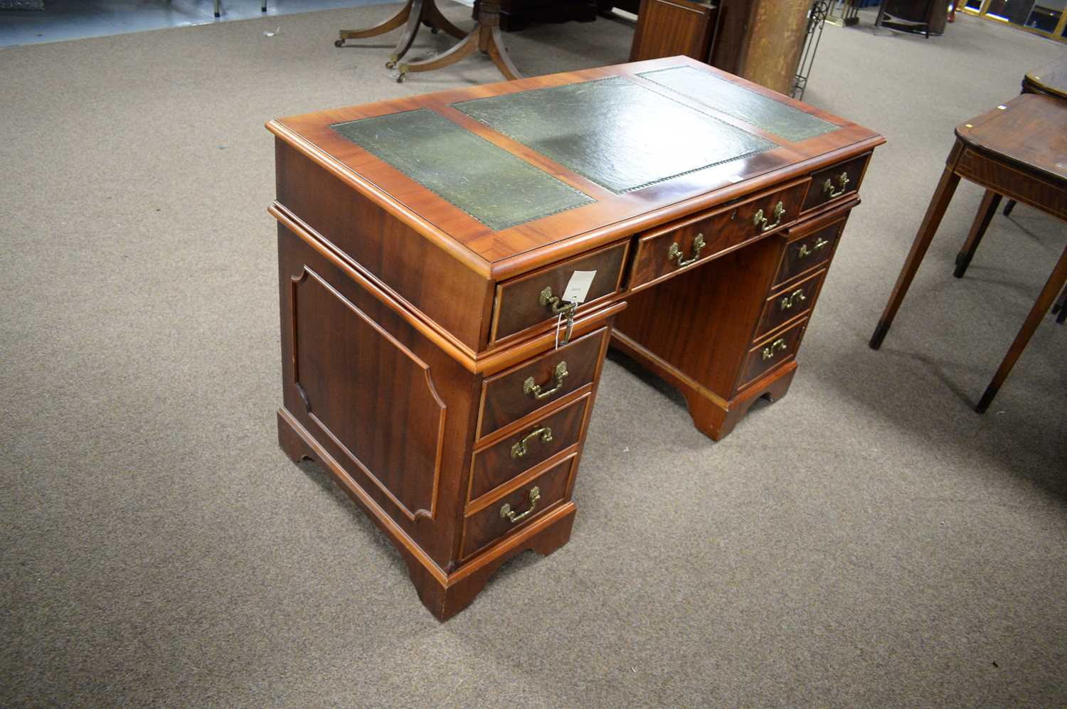 A reproduction mahogany twin-pedestal desk. - Image 2 of 5